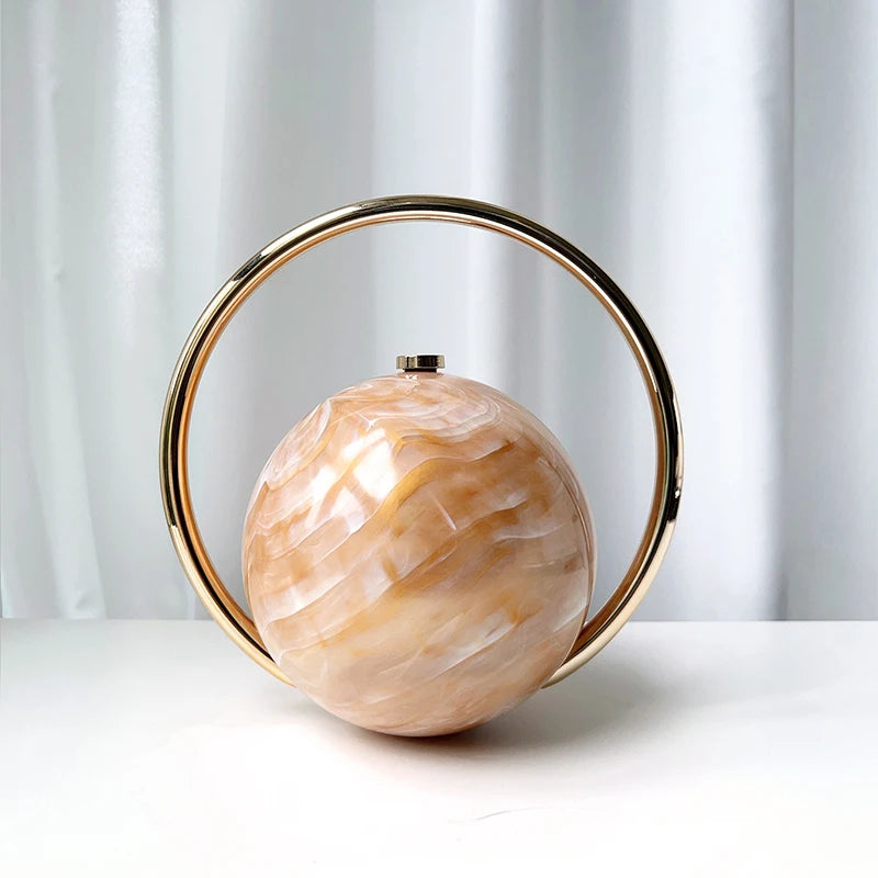 Marble Sphere Evening Clutch – Designer Electroplated Handbag