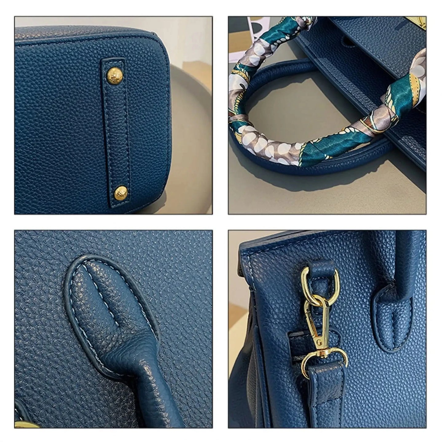 Belted Leather Clasp Tote
