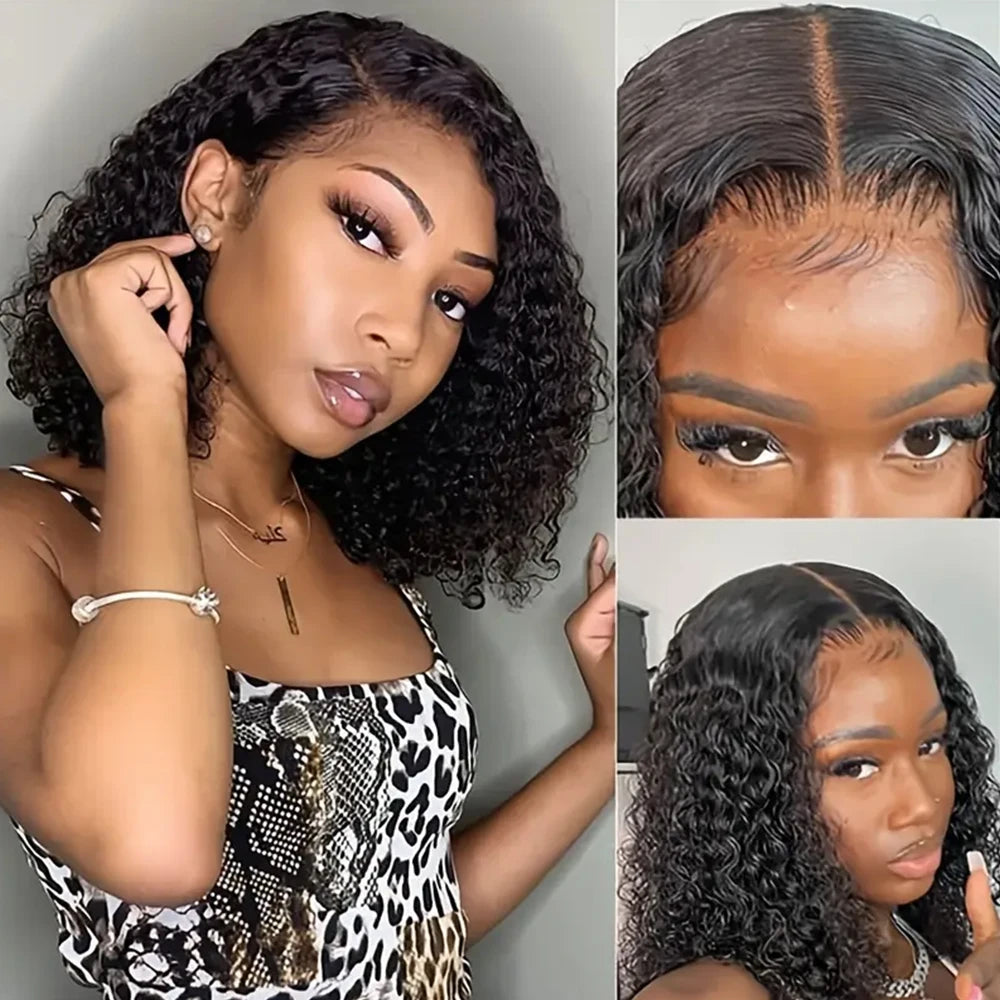 Short Curly Bob Wig - 180% Density Human Hair