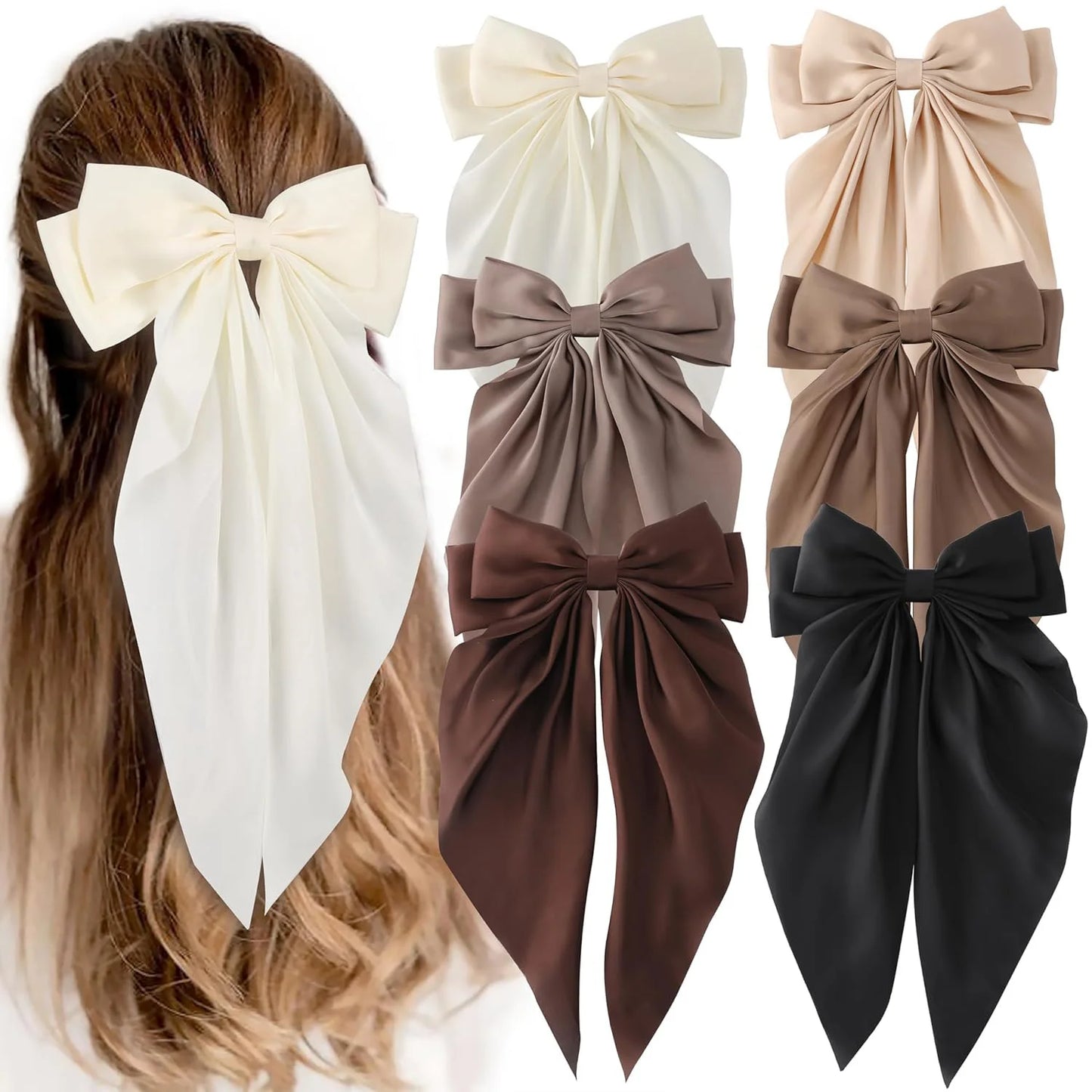 Minimalist Silk Bow Hair Clips – Set of 3 Elegant Barrettes