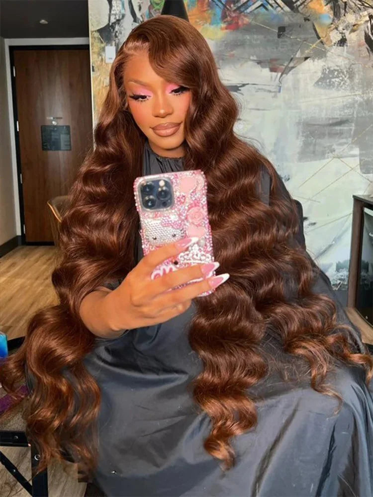 Chocolate Brown Body Wave HD Lace Front Wig