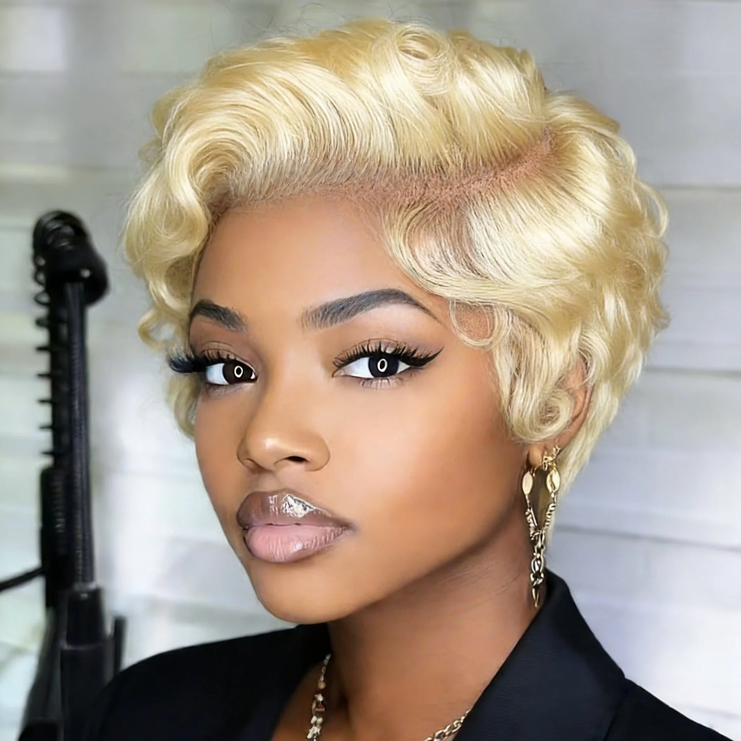 Curly Pixie Cut Wig - 13x4 Lace Front Short Layered 180% Density