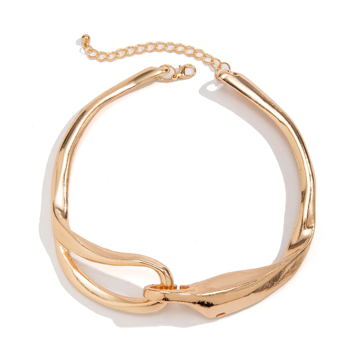 Punk Geometric Torques Choker – Irregular Heavy Metal Necklace Gold & Silver