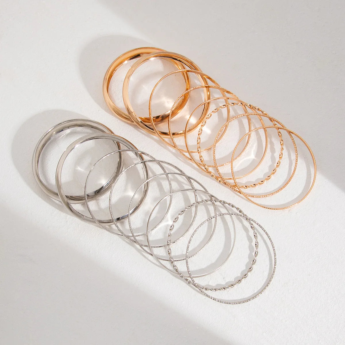 Luxe Twisted Texture Stacking Bangle Set (8 Pieces)