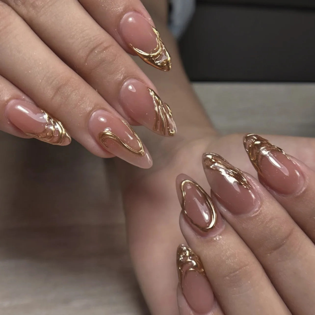 3D Love Glitter Pink Almond Press-On Nails (24pcs)