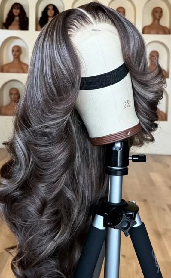 Silver Mist High Grade Balayage Body Wave Lace Wig