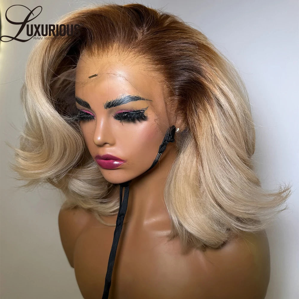 Ombre Honey Blonde Bob Wig - Premium Human Hair