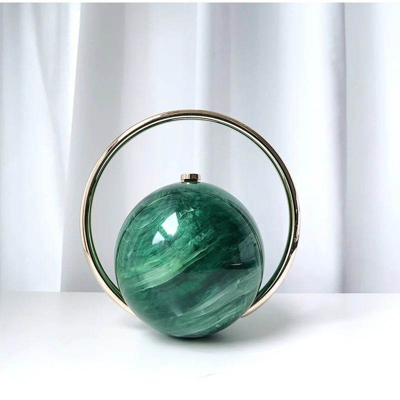 Marble Sphere Evening Clutch – Designer Electroplated Handbag
