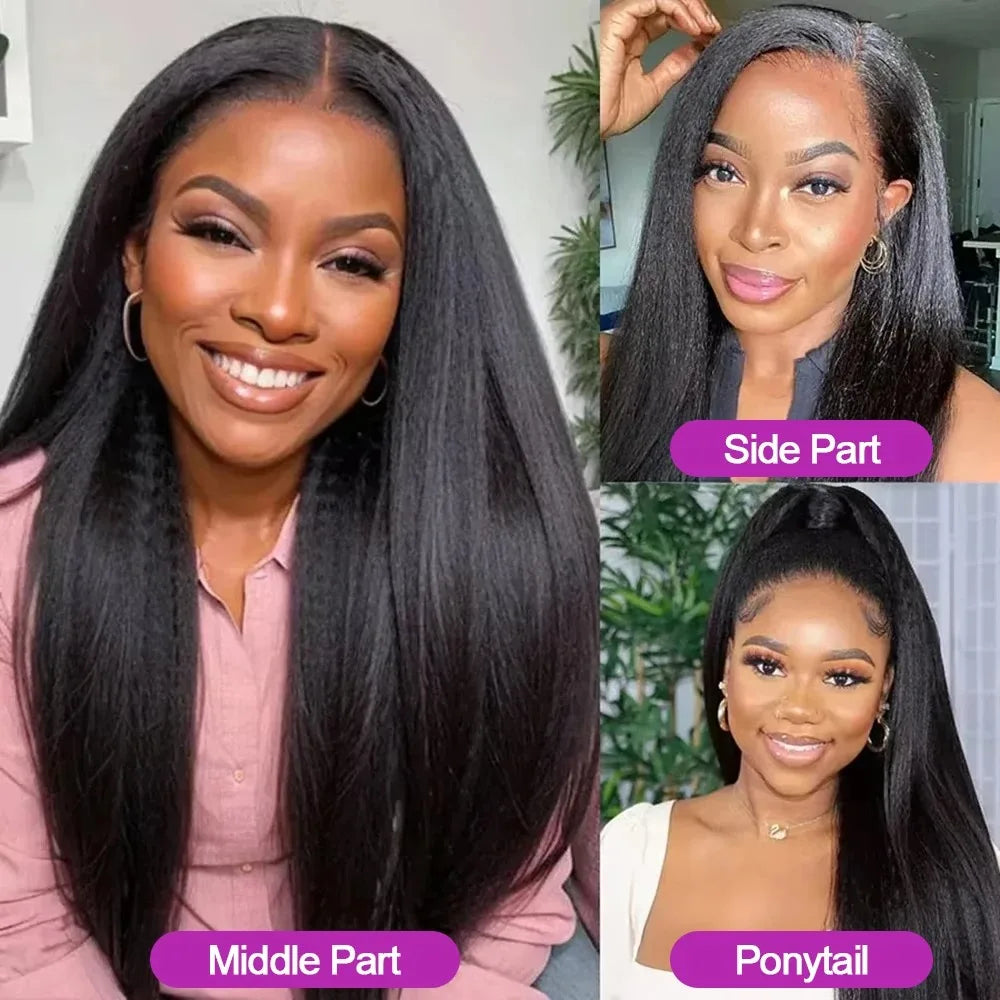 360 Invisi Strap Kinky Straight Wig - Full Lace Yaki 200% Density