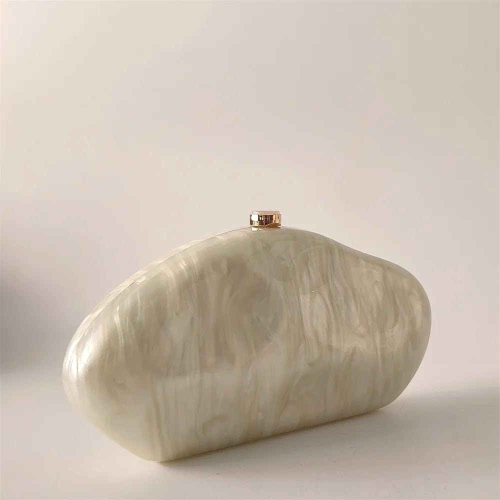 Ivory Shell Box Clutch – Handmade European Shoulder Bag