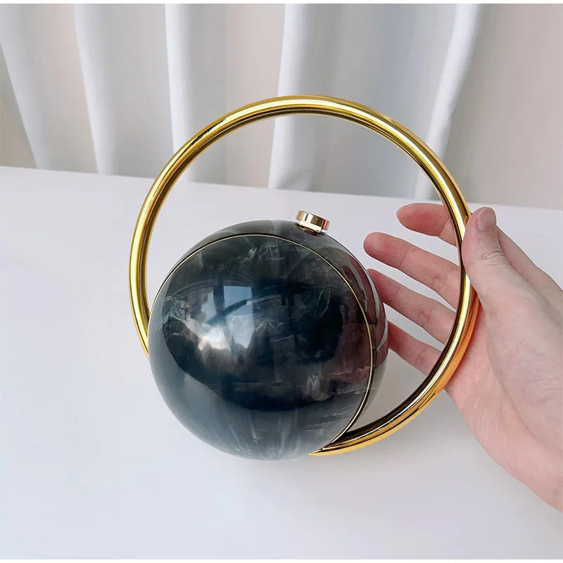 Marble Sphere Evening Clutch – Designer Electroplated Handbag