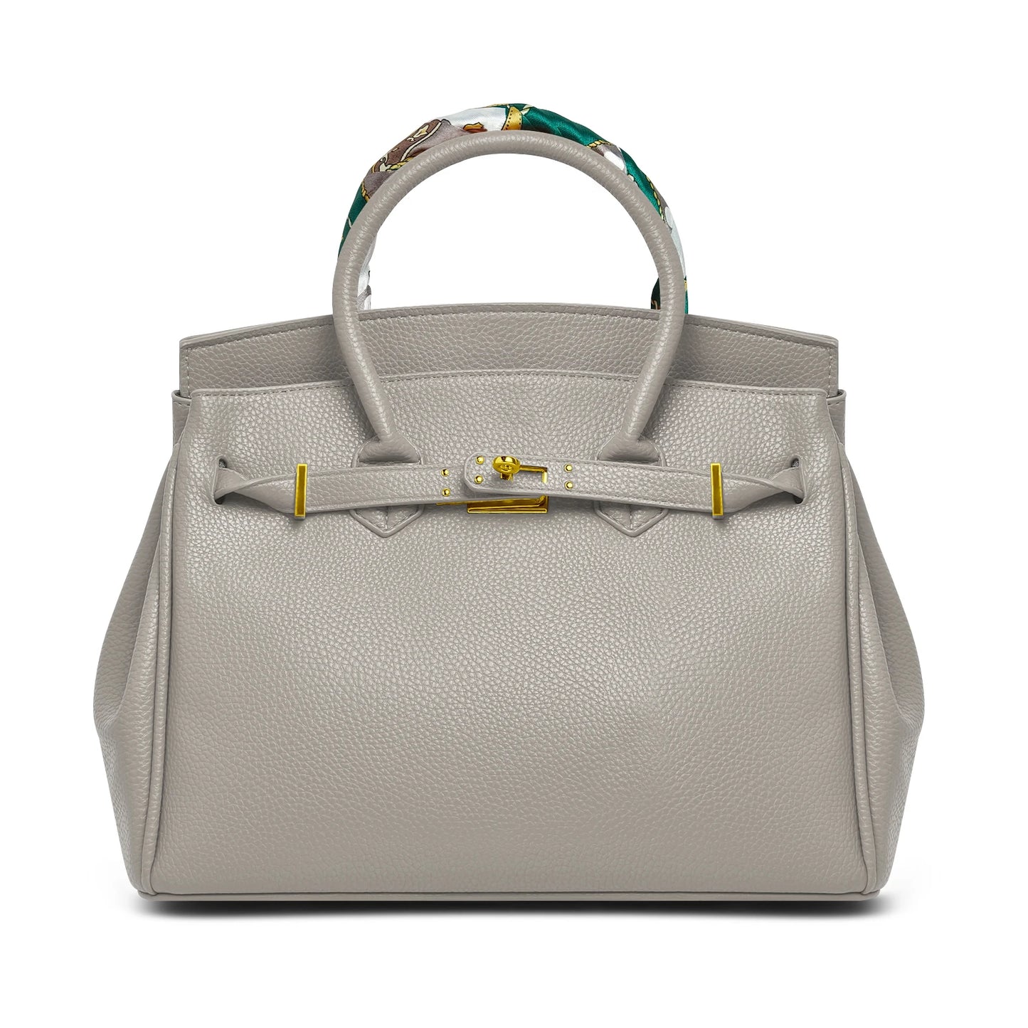 Belted Leather Clasp Tote