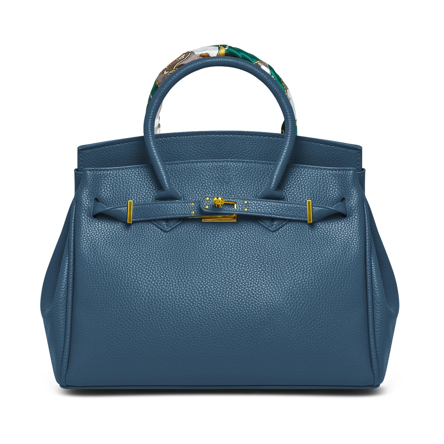 Belted Leather Clasp Tote