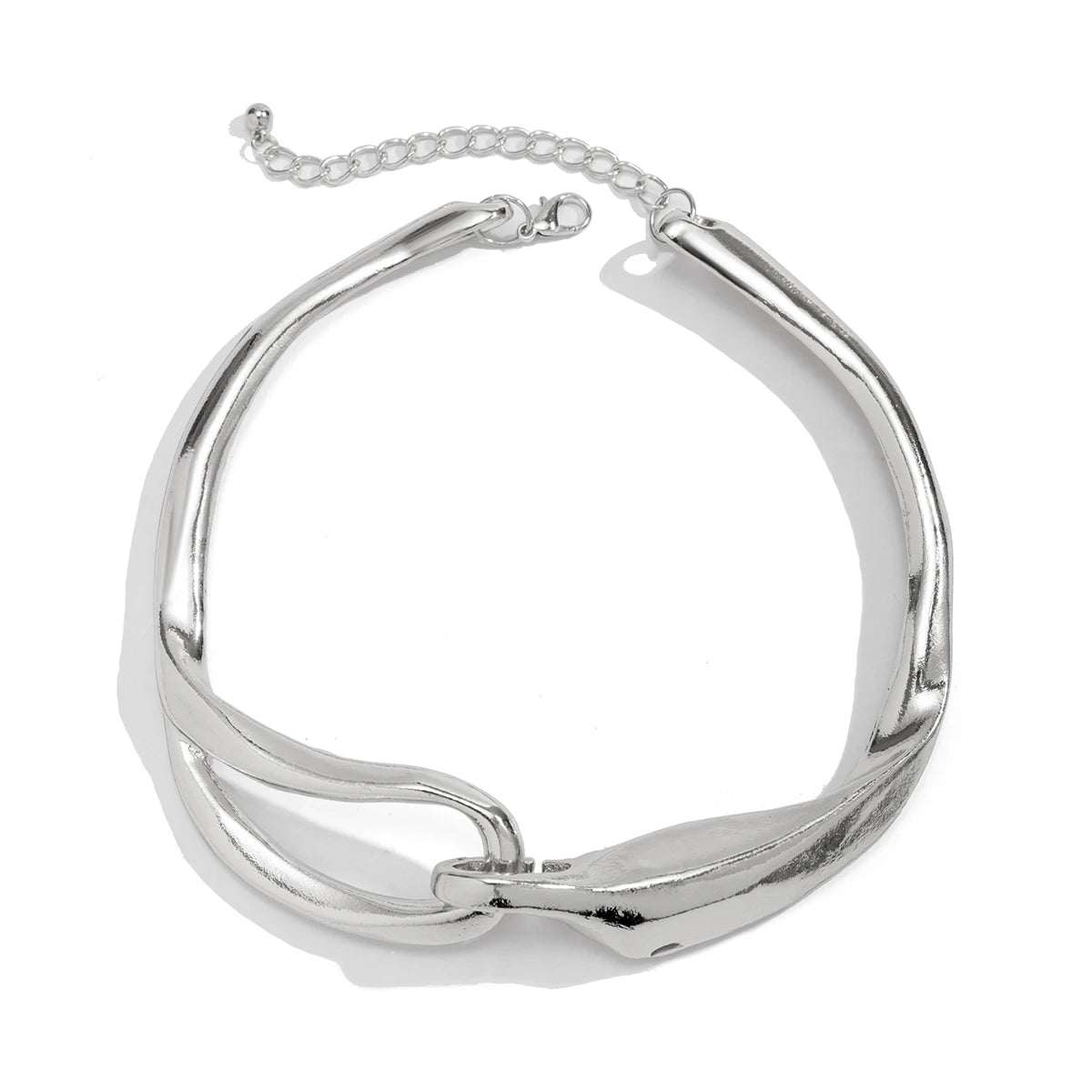 Punk Geometric Torques Choker – Irregular Heavy Metal Necklace Gold & Silver