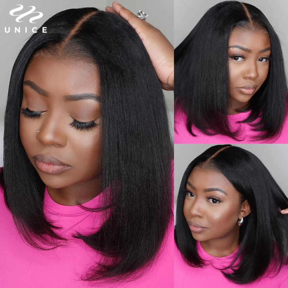 Yaki Straight Bob Wig - 7x5 & 13x4 Lace Pre Cut Glueless 150% Density
