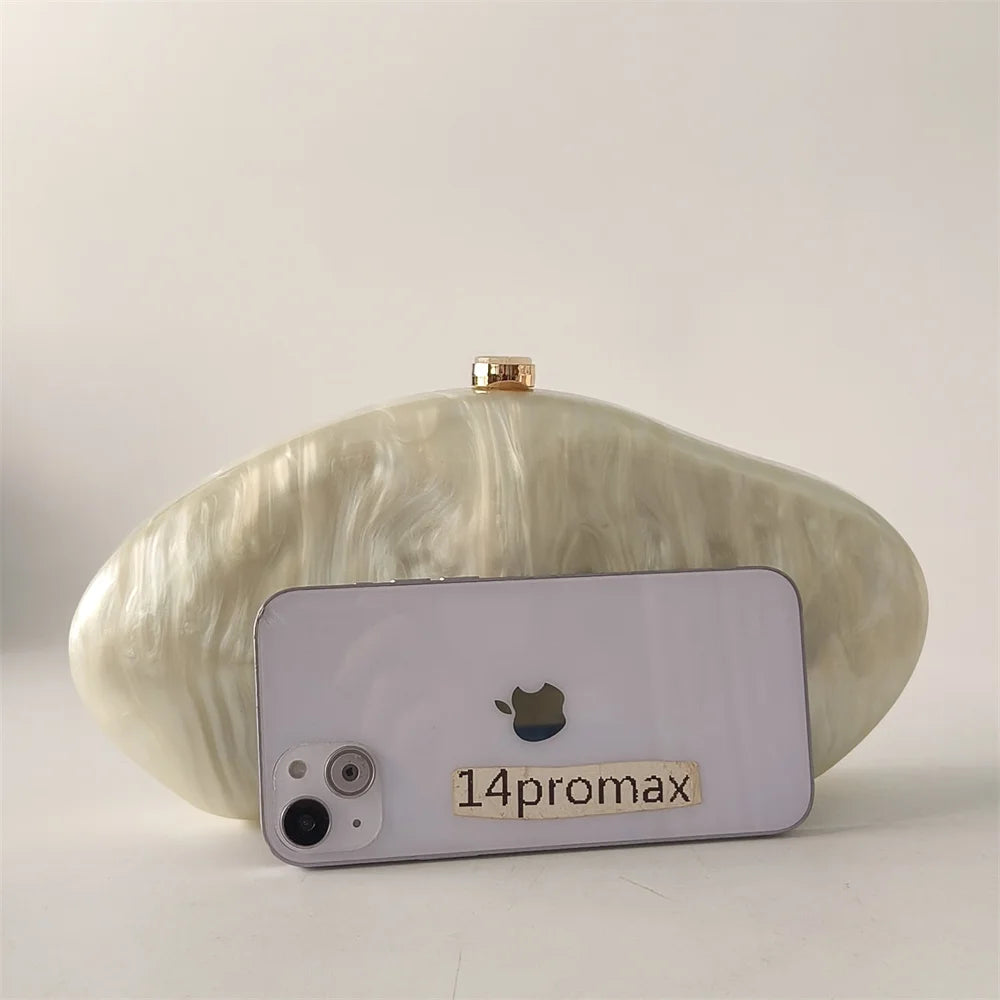 Ivory Shell Box Clutch – Handmade European Shoulder Bag