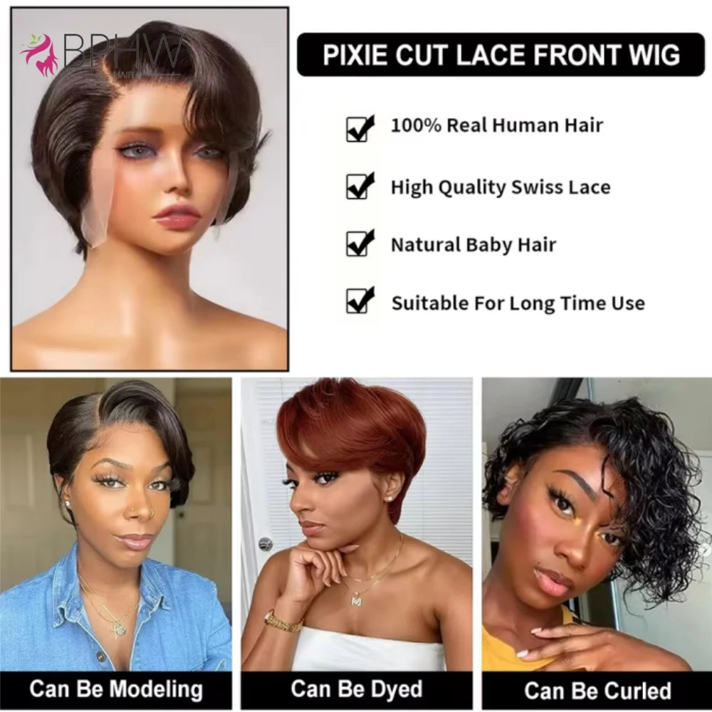 Straight Pixie Cut Wig - 13x4 Lace Front Human Hair