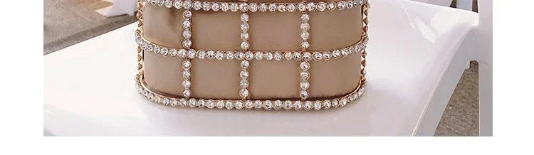 Luxe Pearl & Diamond Metallic Evening Bag