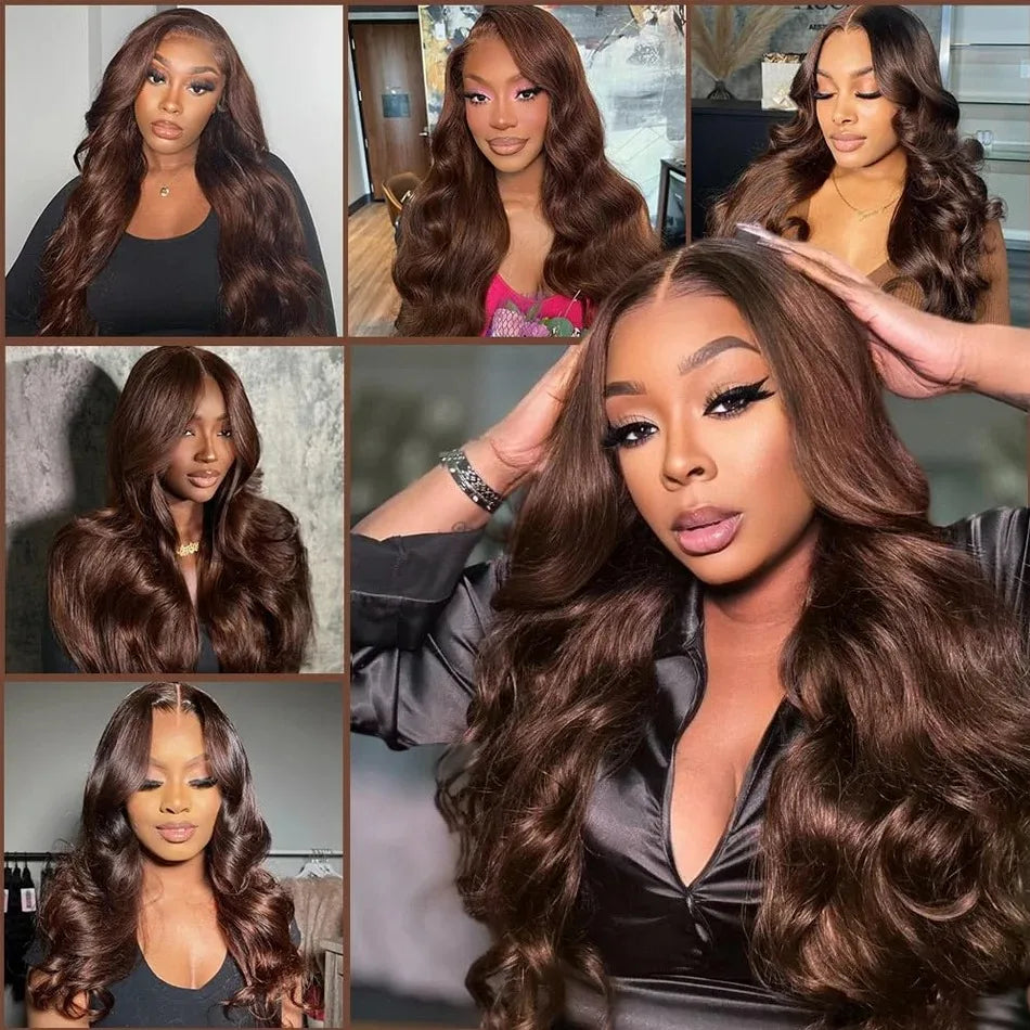 Chocolate Brown Body Wave HD Lace Front Wig