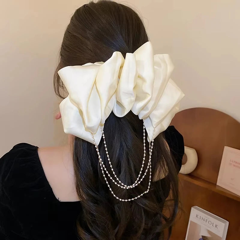 Jewelled Bow Spring Hair Clips – Korean-Inspired Glam Accessories