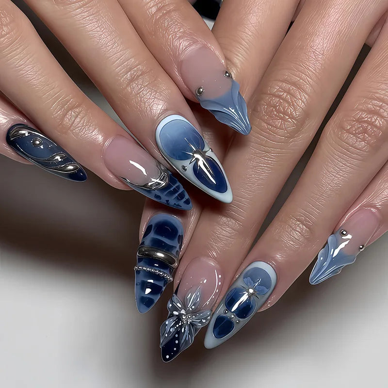 Metallic Gold Leopard Almond Press-On Nails (24pcs)