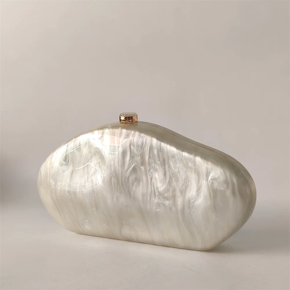 Ivory Shell Box Clutch – Handmade European Shoulder Bag