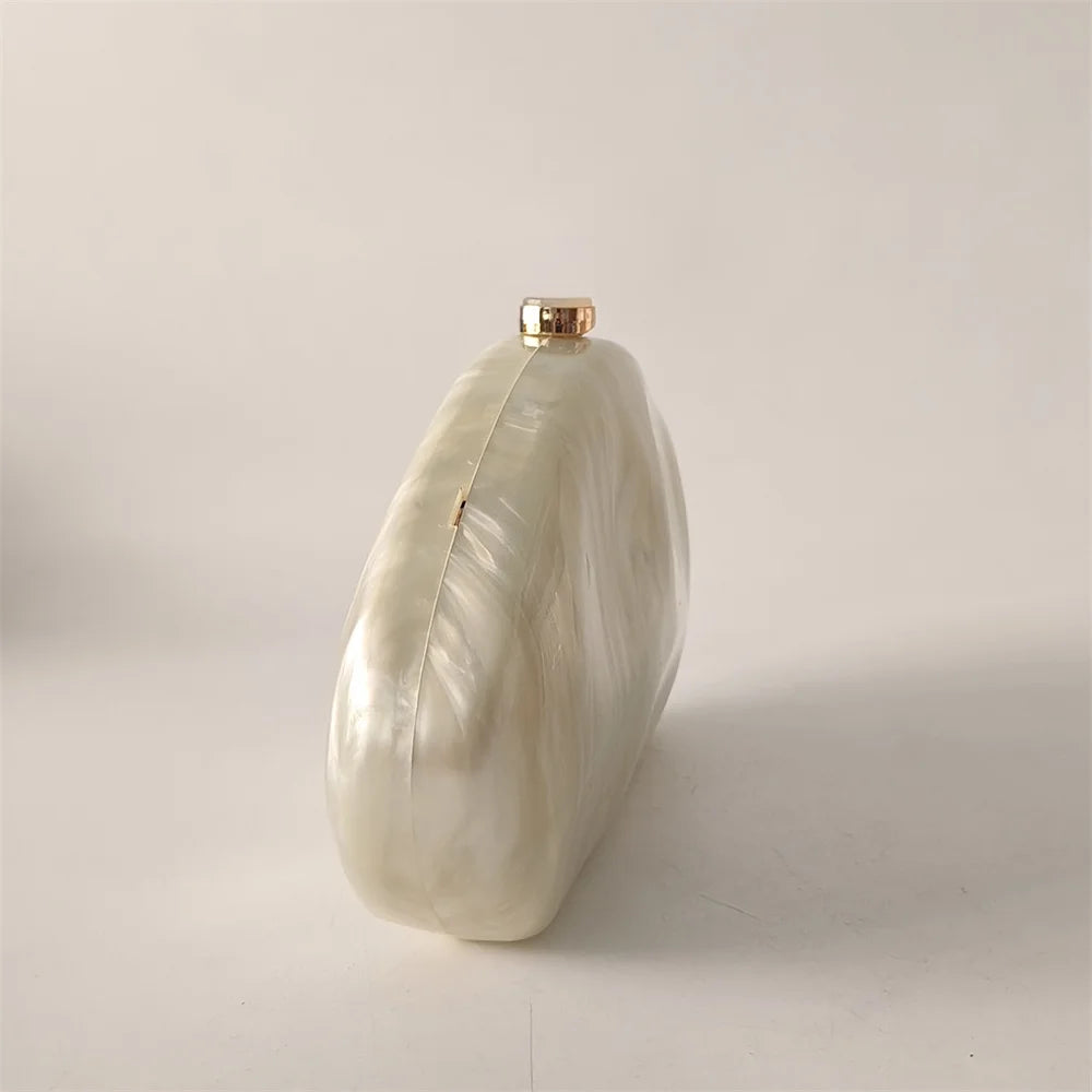 Ivory Shell Box Clutch – Handmade European Shoulder Bag