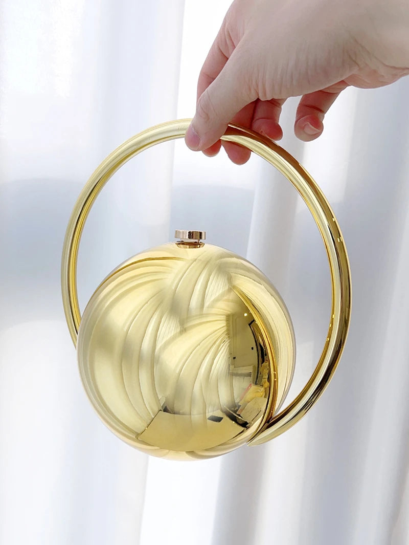 Marble Sphere Evening Clutch – Designer Electroplated Handbag