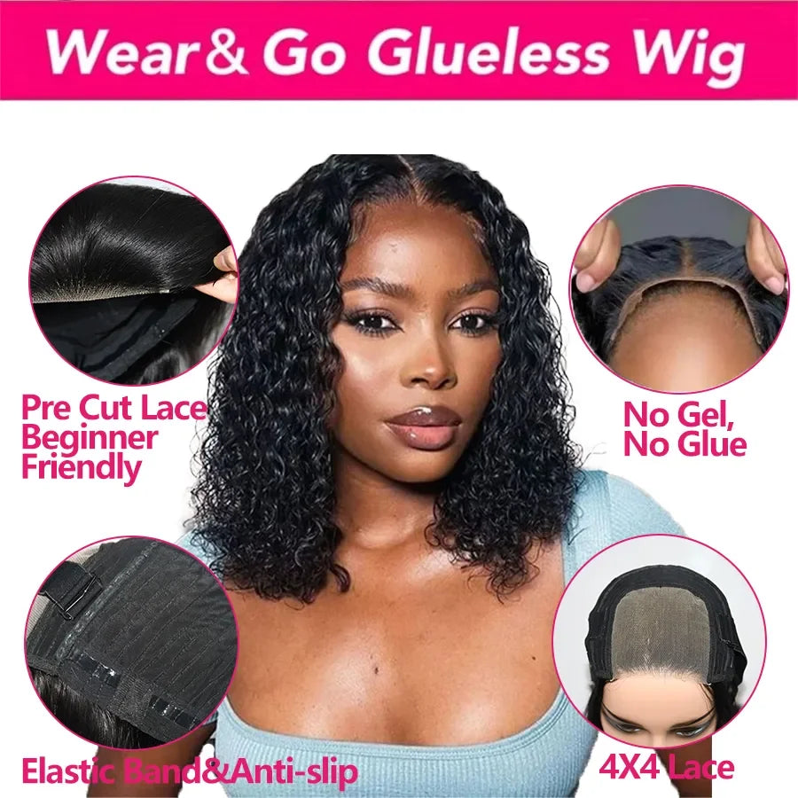 Short Curly Bob Wig - 180% Density Human Hair