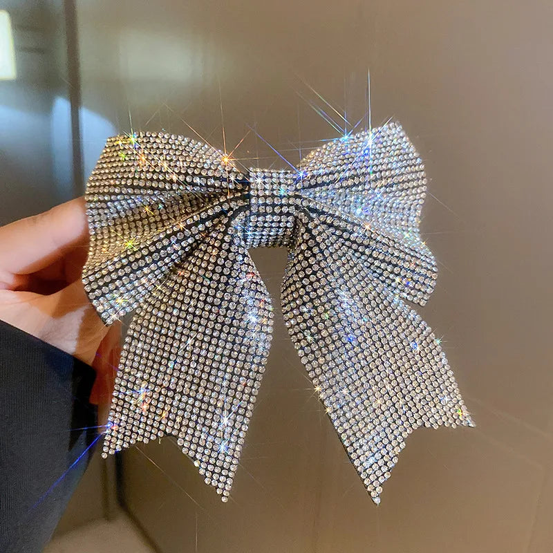 Jewelled Bow Spring Hair Clips – Korean-Inspired Glam Accessories