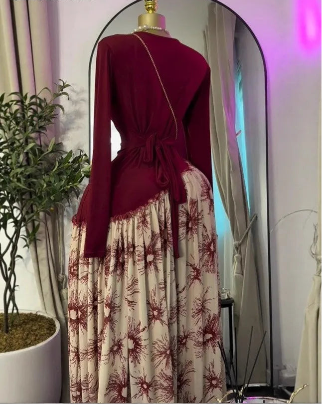 Printed Flare Sleeve Maxi Dress
