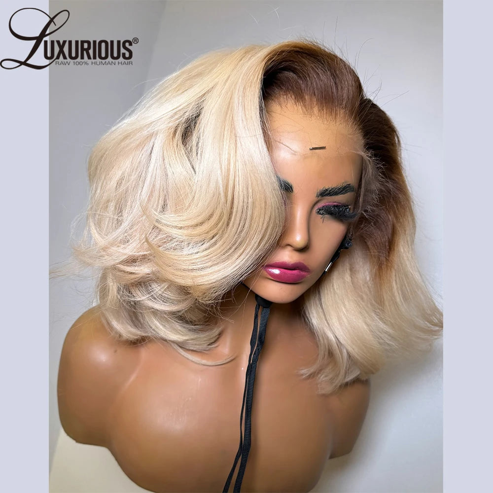 Ombre Honey Blonde Bob Wig - Premium Human Hair