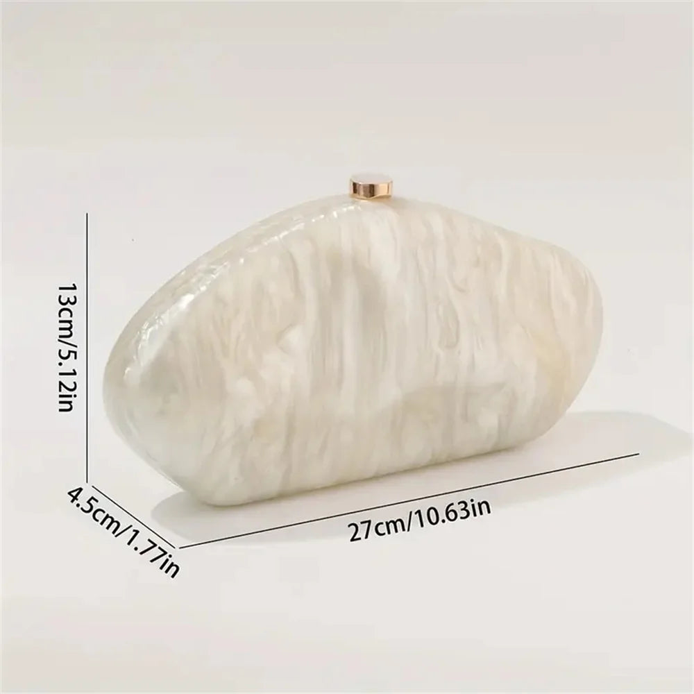 Ivory Shell Box Clutch – Handmade European Shoulder Bag