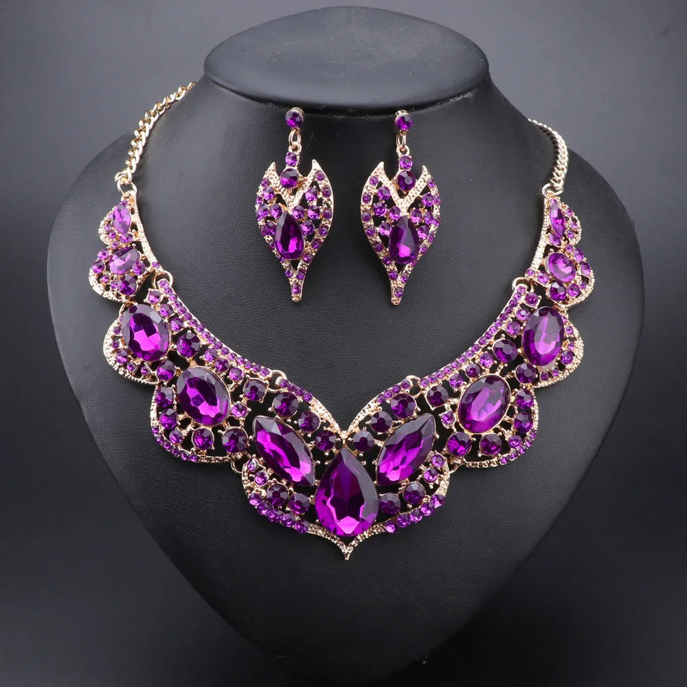 Vintage Retro Indian Bridal Jewellery Set – Necklace & Earrings