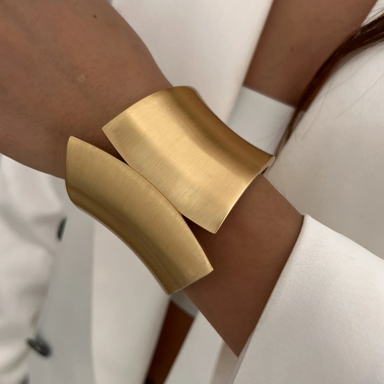 Punk Matte Chunky Open Bangle – Heavy Metal Geometric Cuff Bracelet