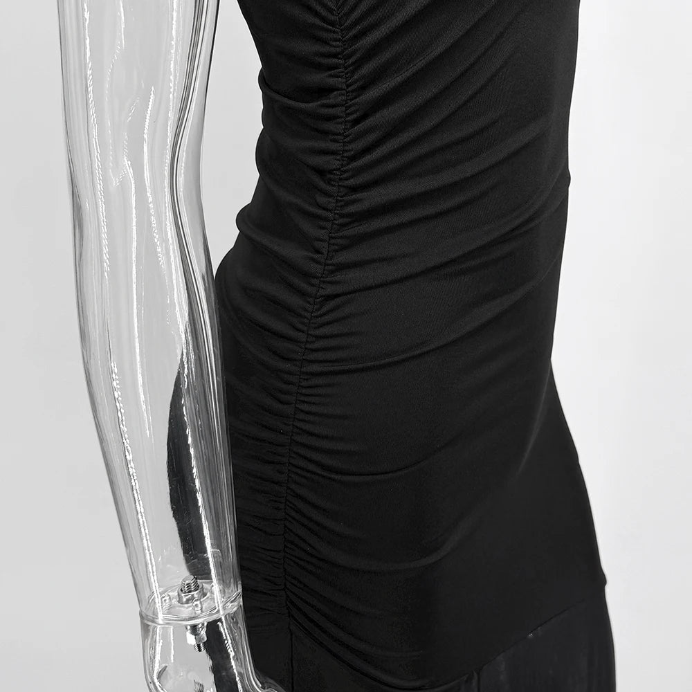 Off-Shoulder Sheer Maxi Dress – Backless Evening Gown