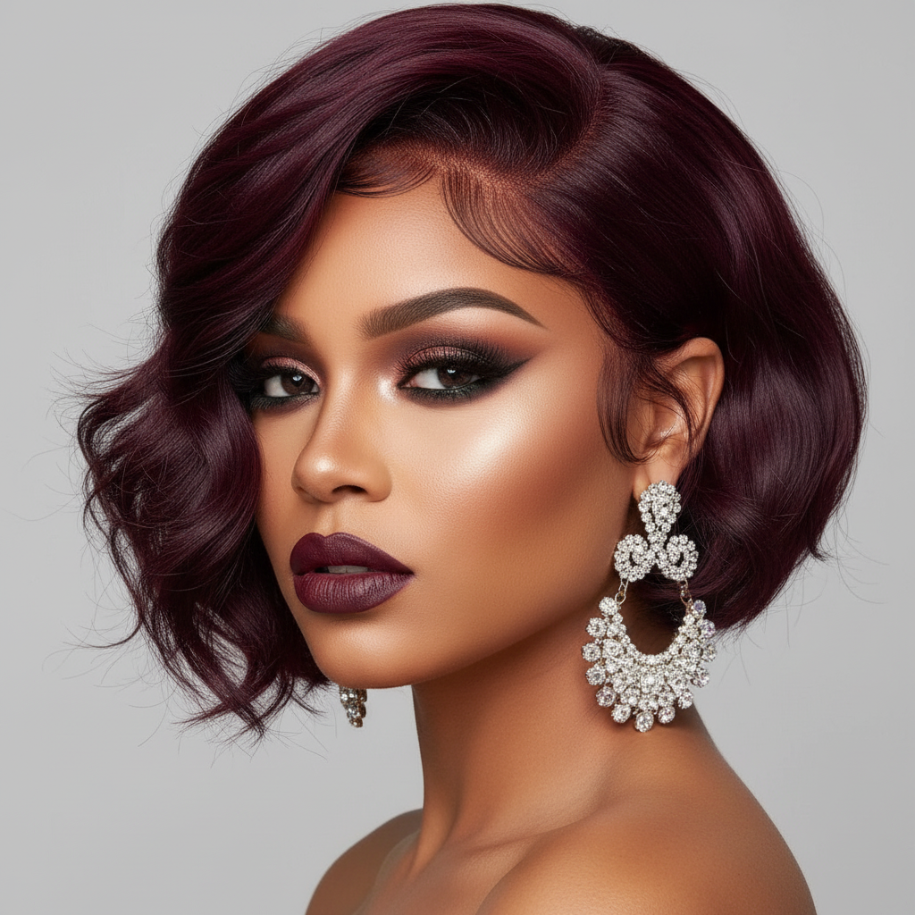 Deep Wine Burgundy Pixie