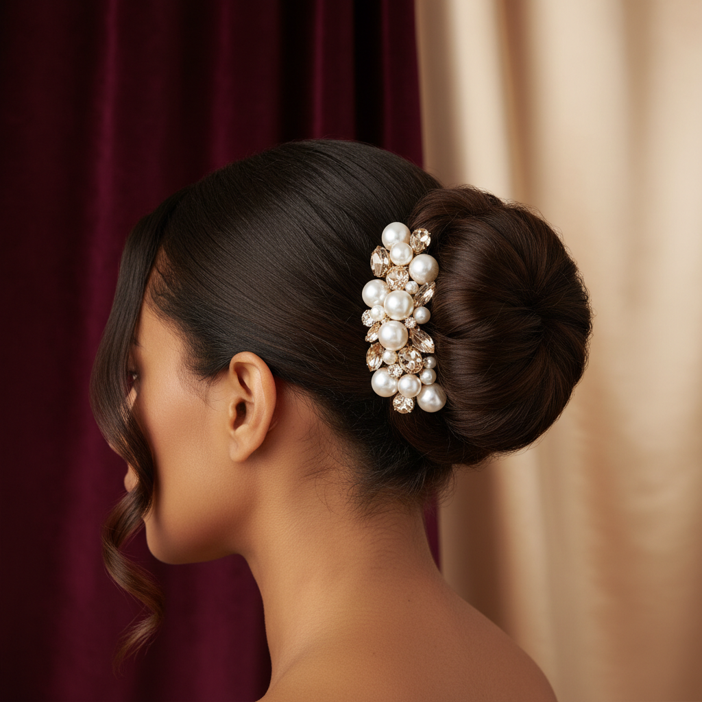 Pearl Hair Clip - Caramel Model